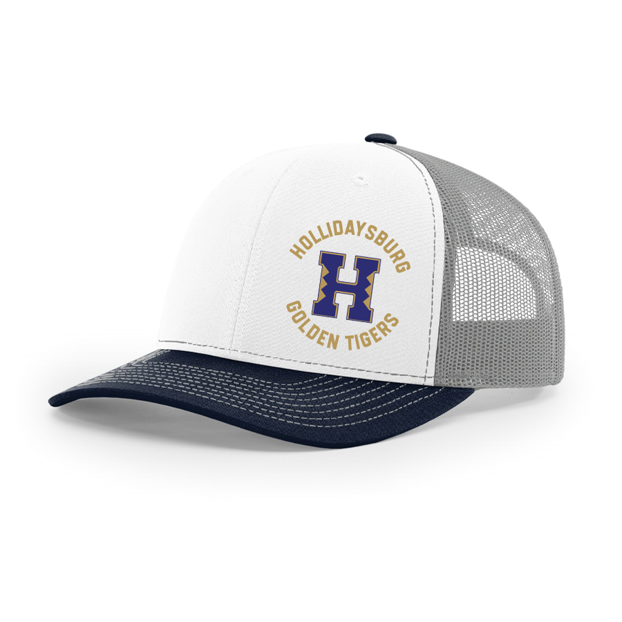 White/Aluminum/Navy Richardson Trucker Cap
