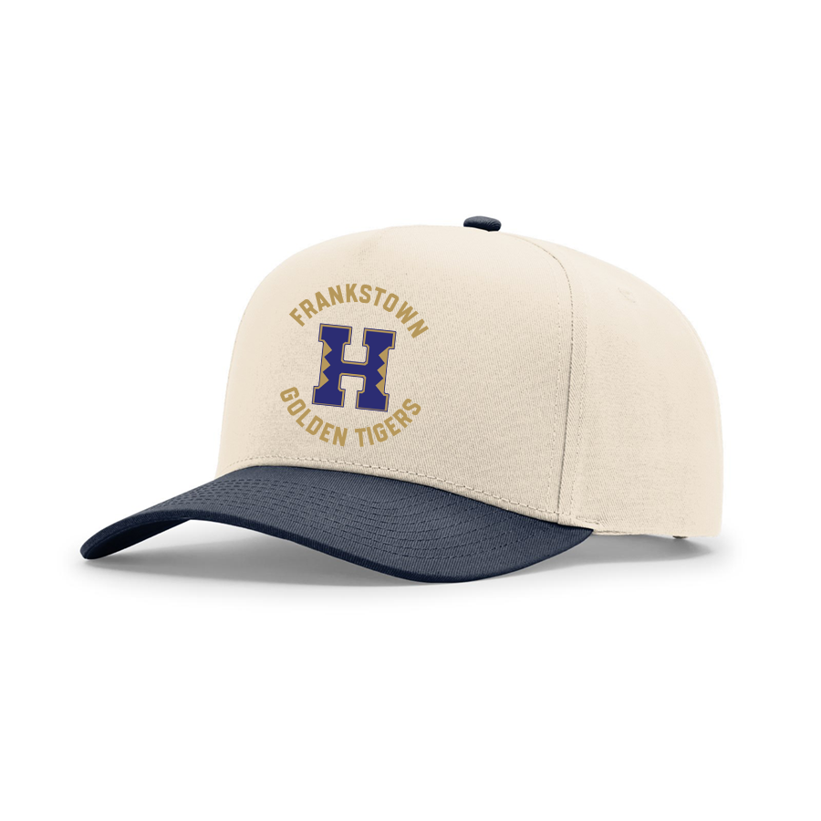 Cream/Navy Full Fabric 5 Panel Champ Cap