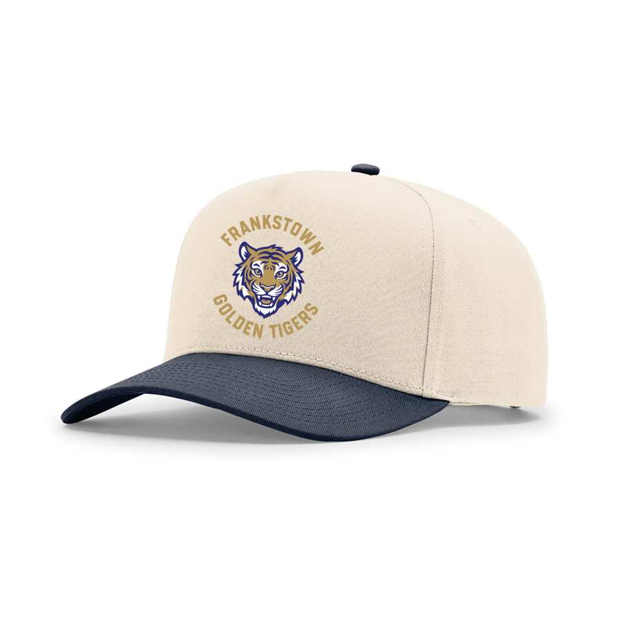 Cream/Navy Full Fabric 5 Panel Champ Cap