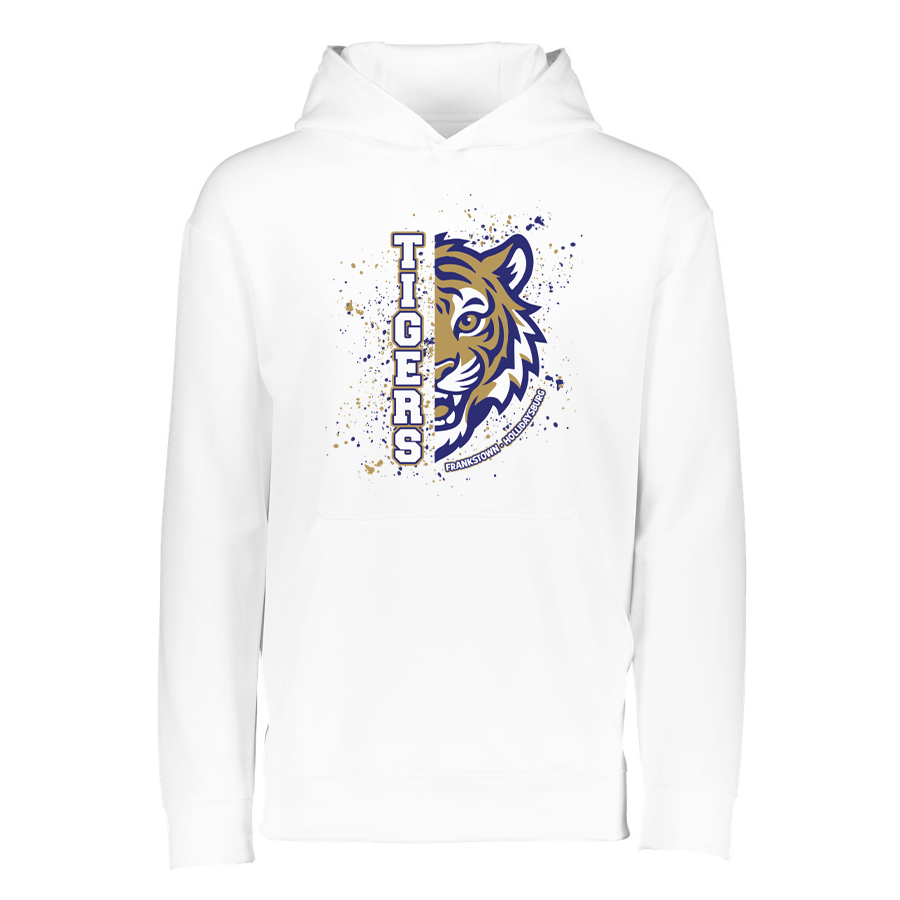 Youth White Wicking Fleece Pullover Hoodie