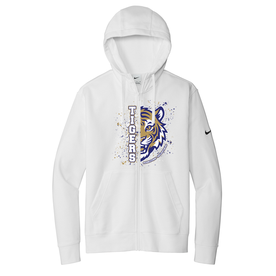 White Nike Club Fleece Full-Zip Hoodie